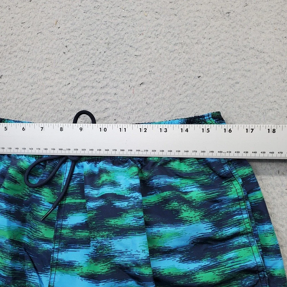 Nautica Swim Shorts Mens L Multi Abstract Pattern Lined Water Polo Drawstring